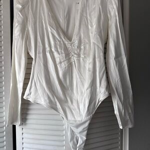 Zara White Long Sleeve Bodysuit